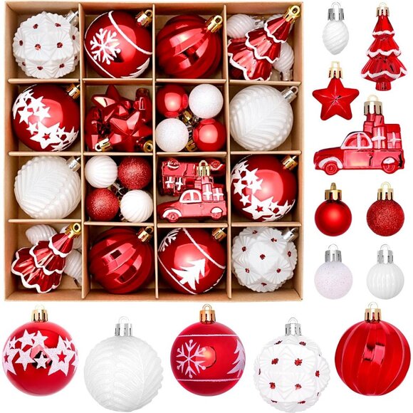 42 Pcs Christmas Ornaments Various Styles of Christmas Ball Holiday - Picture 1 of 7